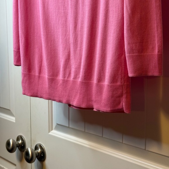 TALBOTS New Pink Ruffle Front Cardigan Sweater 3/4 Sleeve Gold Button Sz L # - Picture 5 of 12